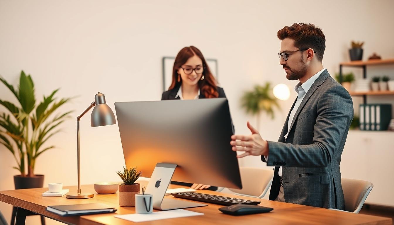 Professional virtual assistant service in modern office setting